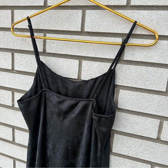 19 Cooper Black Floral Jacquard Satin Midi Dress Slip Flare NWT M Cocktail 90s - Picture 12 of 13